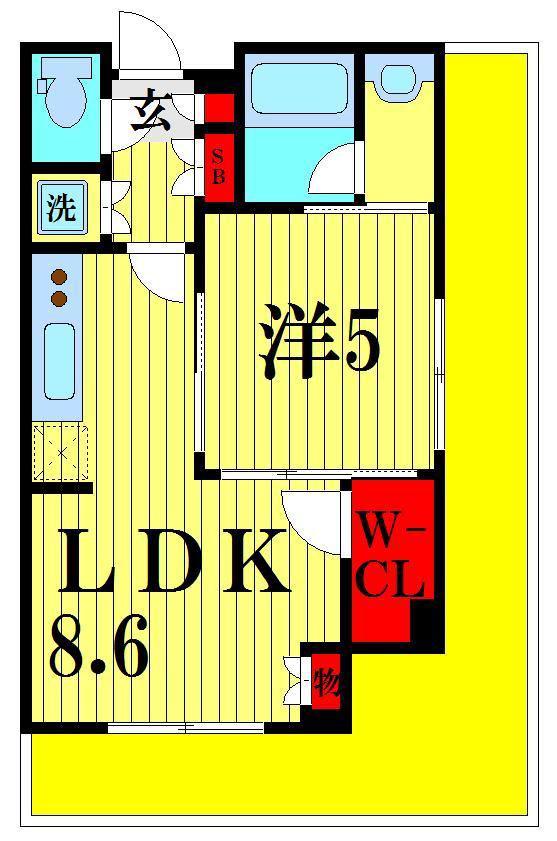 パークアクシス柏の葉(1LDK/8階)の間取り写真