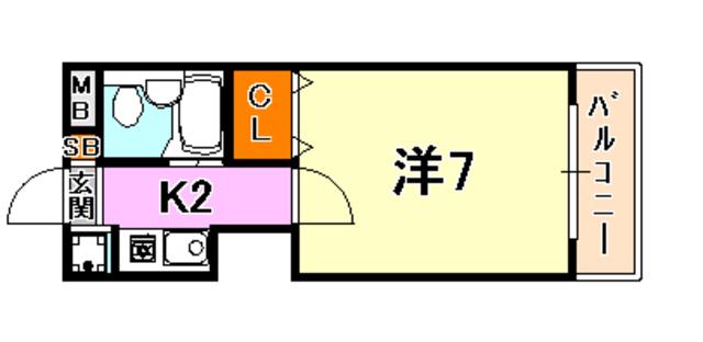 ヴィラ元町(1K/5階)の間取り写真