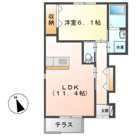 アップヒルズK(1LDK/1階)の間取り写真