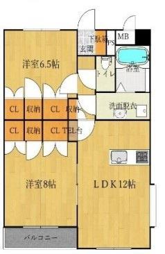 エクセレンスⅡ(2LDK/1階)の間取り写真