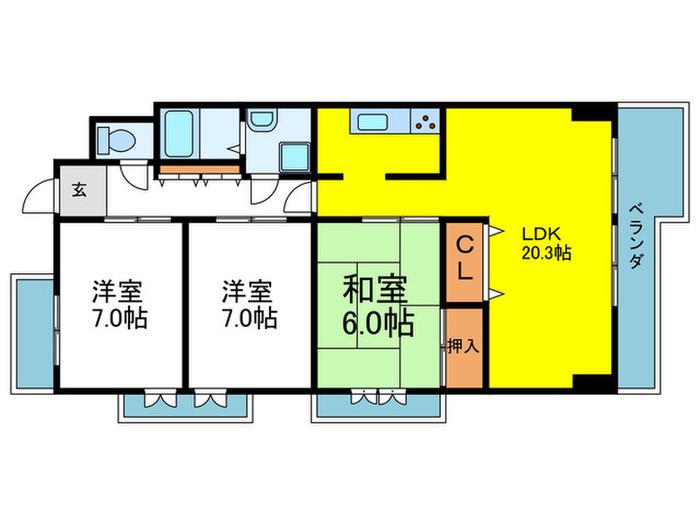 ライフステージ福島(3LDK/3階)の間取り写真