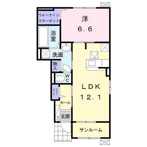 セレーノ セカンド(1LDK/1階)の間取り写真