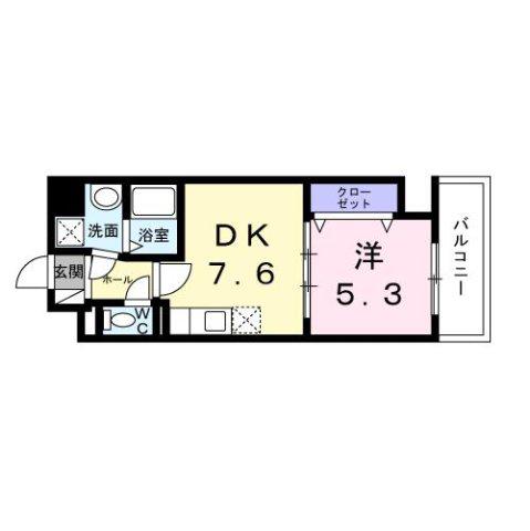 ウィングコート天王寺(1DK/3階)の間取り写真