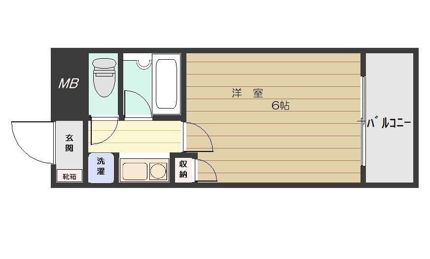 トーカンキャステール鹿児島駅前605号(1K/6階)の間取り写真