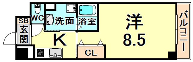 ソレイユ(1K/1階)の間取り写真