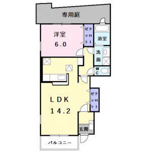 サニーストリート(1LDK/1階)の間取り写真