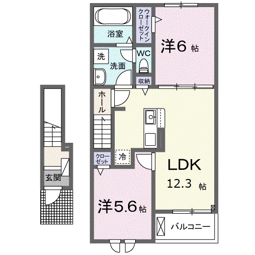 グリーン ローリエ(2LDK/2階)の間取り写真