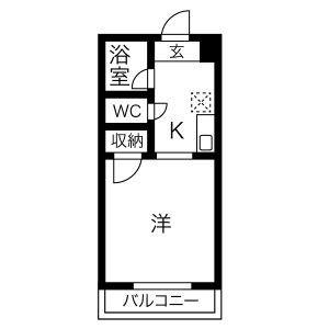 フィレンツェ岐阜(1K/4階)の間取り写真