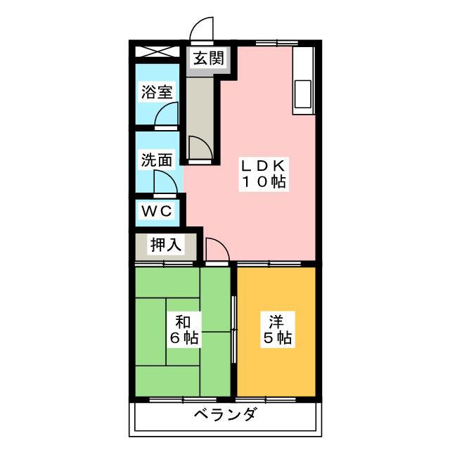ミロワール(2LDK/2階)の間取り写真