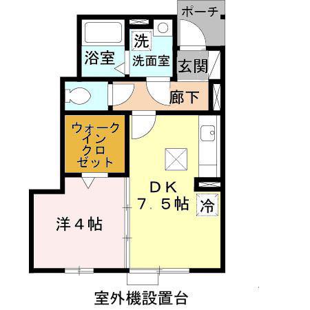 ローズコート明石(1DK/1階)の間取り写真