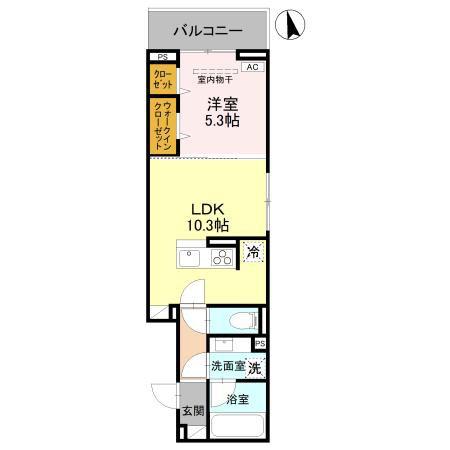 D-ROOM春日部大場(1LDK/2階)の間取り写真