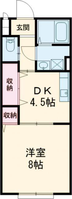 ヒルズシンシアII(1DK/2階)の間取り写真