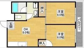 コーポみやざき長居(2DK/2階)の間取り写真