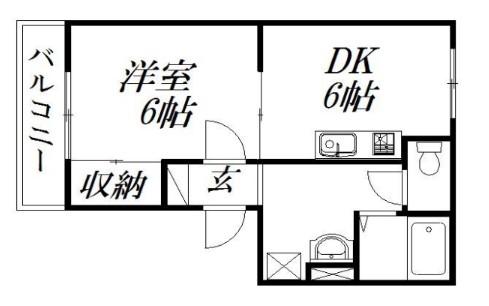 レガーロ鴨江I(1DK/3階)の間取り写真