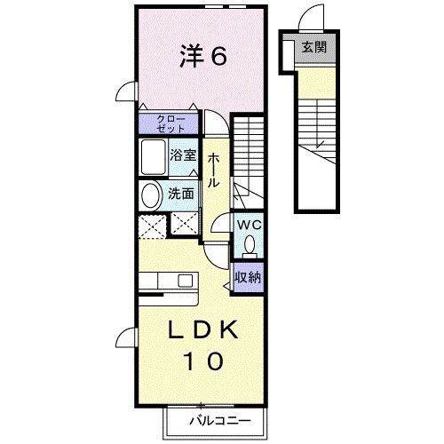 カーサフェリーチェ(1LDK/2階)の間取り写真