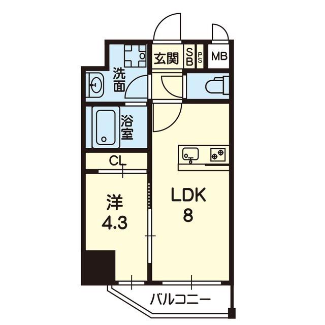 ARTIZA熊本新町(1LDK/5階)の間取り写真