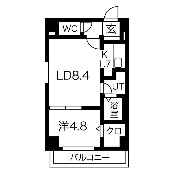 HILLS SAPPORO(1LDK/9階)の間取り写真