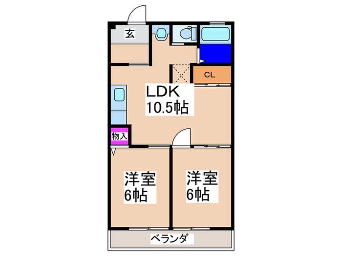 谷内マンション(2LDK/1階)の間取り写真