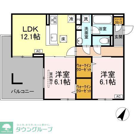 フェリーチェ(2LDK/1階)の間取り写真