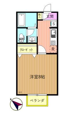 フローリーコート(1K/1階)の間取り写真