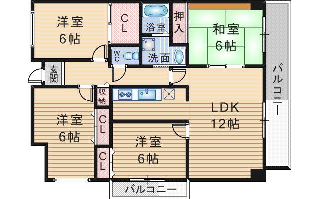 エトワール緑丘(4LDK/8階)の間取り写真
