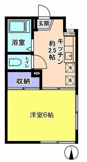 コーポスカイ(1K/1階)の間取り写真