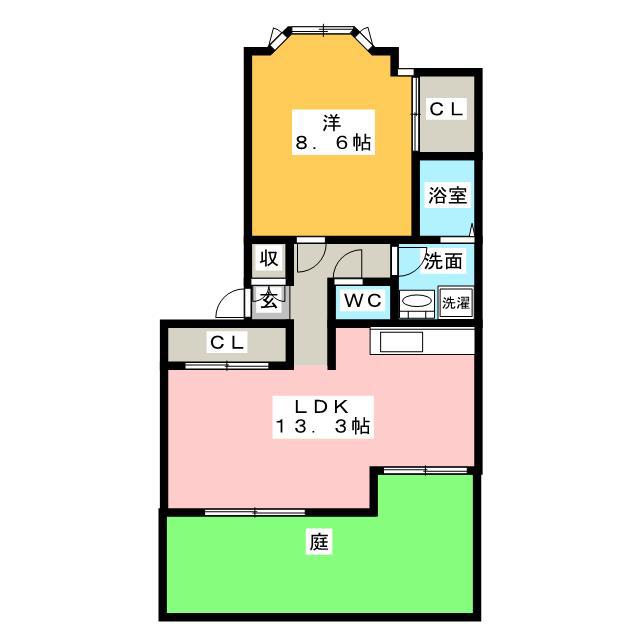 ルーラルハウス(1LDK/1階)の間取り写真