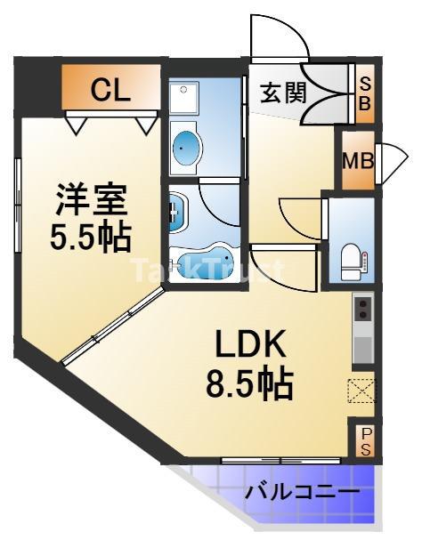 クレアート北大阪レヴァンテ(1LDK/11階)の間取り写真