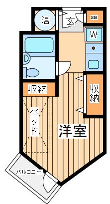 コスモヒルハウスA(ワンルーム/2階)の間取り写真