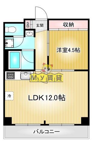 グリーンハウス吉(1LDK/3階)の間取り写真