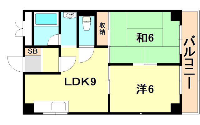 パレス武庫(2LDK/3階)の間取り写真