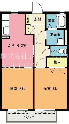 エクセル(2DK/2階)の間取り写真