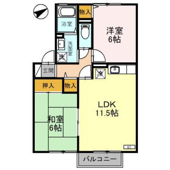 クレセントコーポ赤江(2LDK/1階)の間取り写真