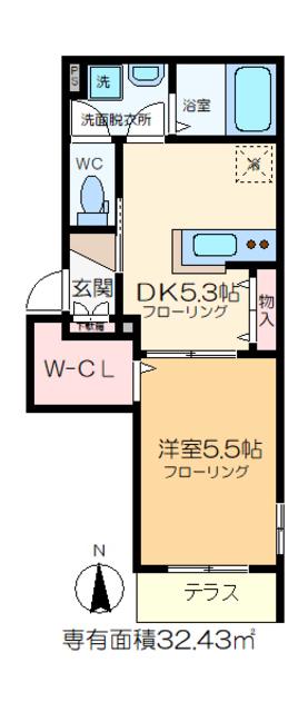 LA MAISON LUANA(1DK/1階)の間取り写真