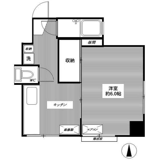 富有マンション(1K/3階)の間取り写真