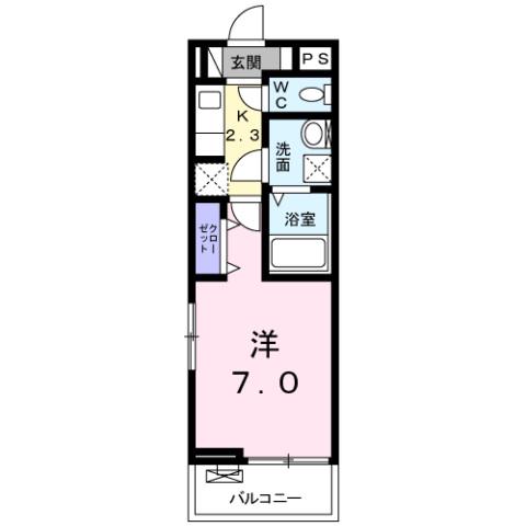 メインクーン(1K/2階)の間取り写真