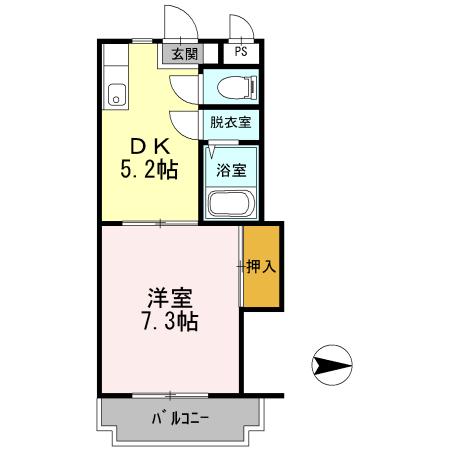 プライマリー花畑駅西(1DK/5階)の間取り写真