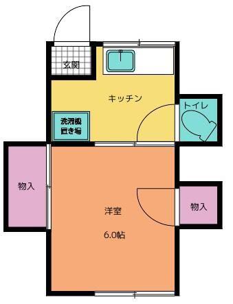 第二高砂荘(ワンルーム/2階)の間取り写真