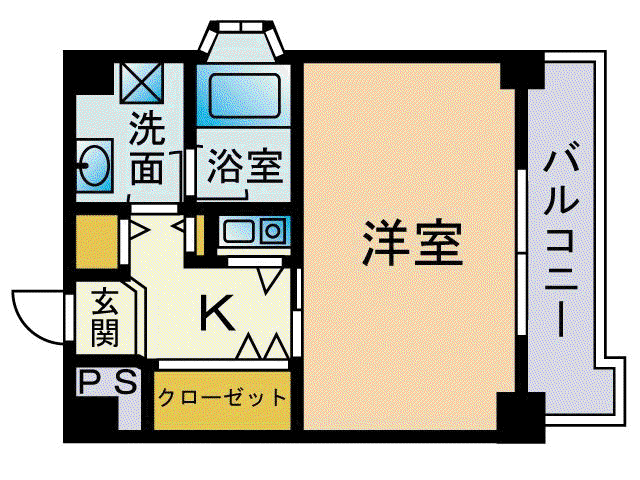 ファミリオン御所(1K/4階)の間取り写真