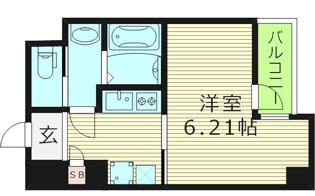 ARTIZA森ノ宮D.C(1K/2階)の間取り写真