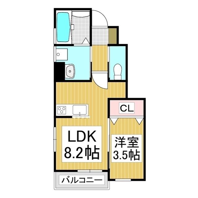 ヒルサイドテラス伊那中央B(1LDK/1階)の間取り写真