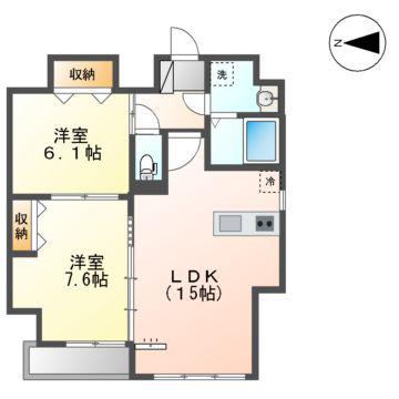 GRAND SOLEIL大須白川(2LDK/4階)の間取り写真