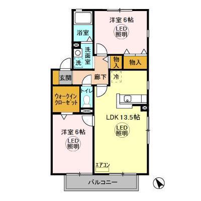 ステジュアンA(2LDK/2階)の間取り写真