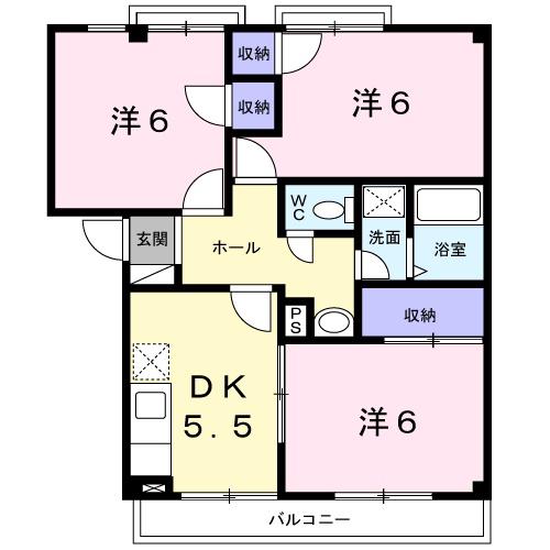 ジュネス新栄(3DK/1階)の間取り写真