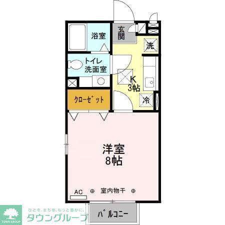 アイリスB(1K/1階)の間取り写真