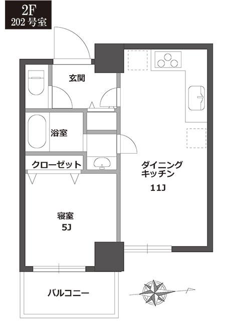 富士見坂プレイス(1LDK/3階)の間取り写真
