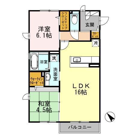 サンフラワー千里王子B棟(2LDK/3階)の間取り写真