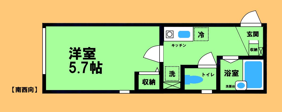 フルセイル相模原(1K/1階)の間取り写真