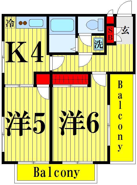 クリオ北千住壱番館(2K/2階)の間取り写真