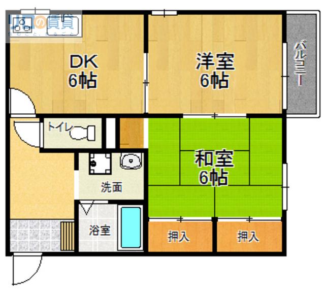 ラークヒルズ壱番館・弐番館(2DK/1階)の間取り写真